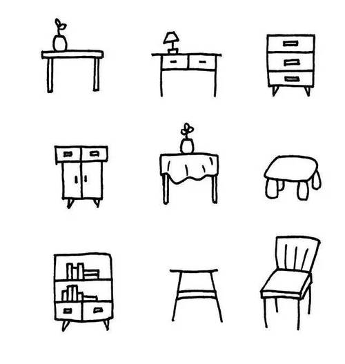 【基础篇】160种超级实用的家具简笔画,真的太赞了!_美图_乐愚社区